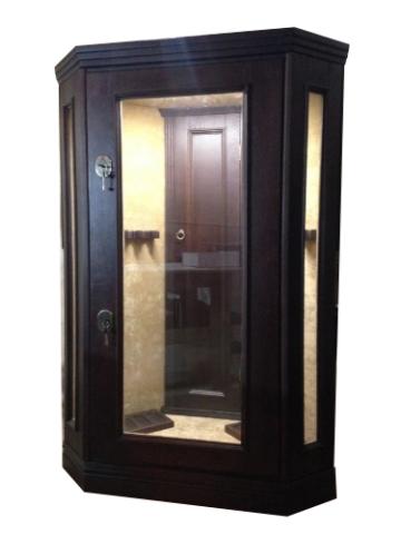 Corner safe Showcase in "Corner" finish